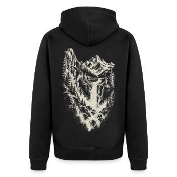 Klettern Alpinklettern Kletterer Geschenk - Unisex Premium Bio Zip Hoodie - Schwarz - Hinten - Nico (187cm)