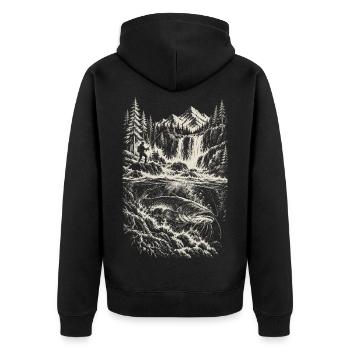 Wels Waller Welsangeln Welsangler Geschenk - Unisex Premium Bio Zip Hoodie - Schwarz - Hinten - Nico (187cm)