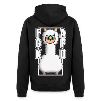 ACK AFD ALPAKA Antifa GEGEN NAZIS Protest links - Unisex Premium Bio Zip Hoodie - Schwarz - Hinten - Nico (187cm)