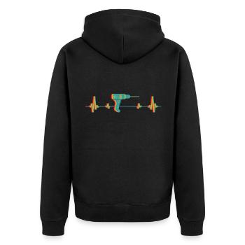 Herzschlag Heimwerker Puls Bohrmaschine Bohrer Ges - Unisex Premium Bio Zip Hoodie - Schwarz - Hinten - Nico (187cm)