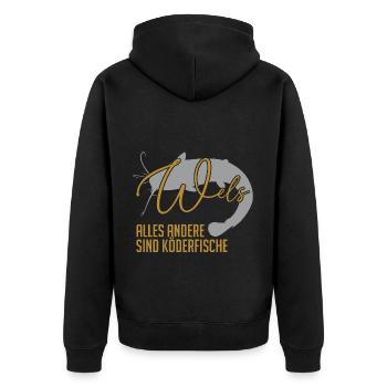 Wels Waller fischen Sportfischen Welsangeln - Unisex Premium Bio Zip Hoodie - Schwarz - Hinten - Nico (187cm)