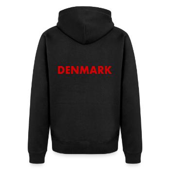 Denmark - Unisex Premium Organic Zip Hoodie - black - Back - Nico (187cm)