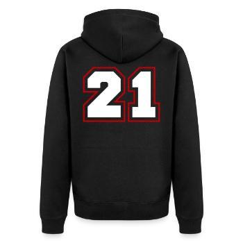 21 symbole de nombre - Veste à capuche bio Premium Unisexe - noir - Dos - Nico (187cm)