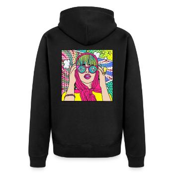 BANDE DESSINÉE POP ART FUCK YOU GIRL - Veste à capuche bio Premium Unisexe - noir - Dos - Nico (187cm)