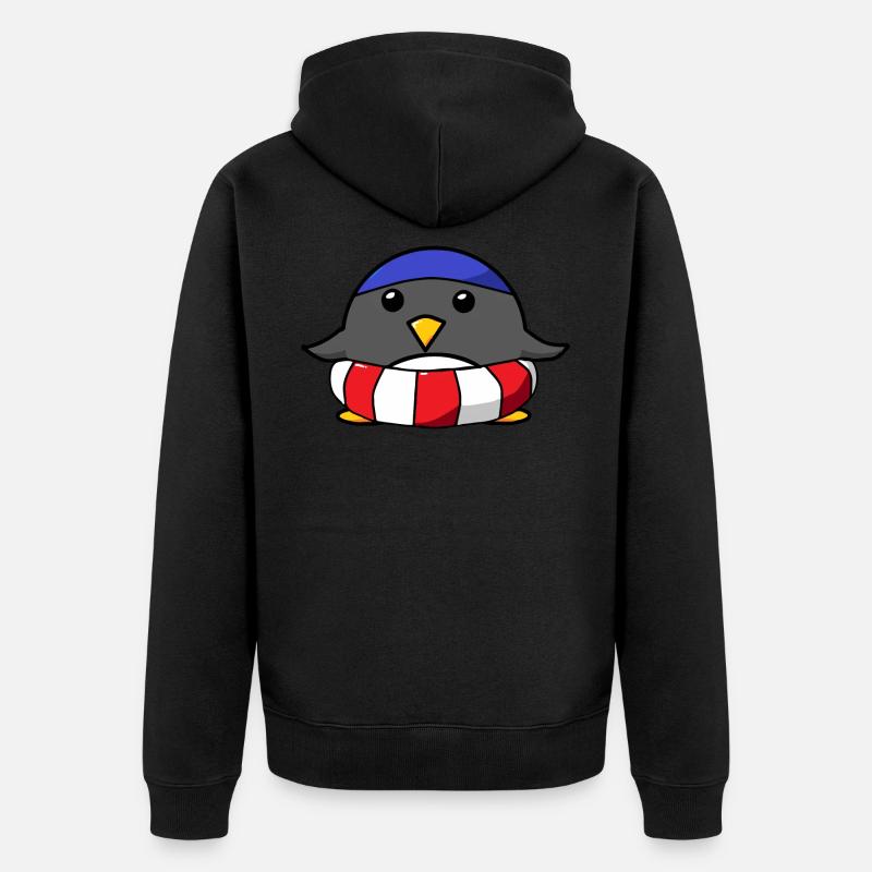 Pingouin nageant nageant nageant - Veste à capuche bio Premium Unisexe - noir