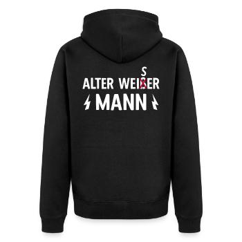 Alter weißer Mann weise klug Opa Großvater - Unisex Premium Bio Zip Hoodie - Schwarz - Hinten - Nico (187cm)