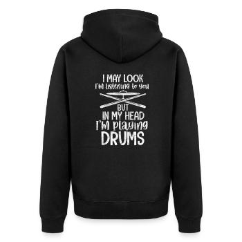 Percussion - Unisex Premium Organic Zip Hoodie - black - Back - Nico (187cm)