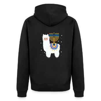 Hanoukka Alpaga Lama Juif Juif Juif Cadeau - Veste à capuche bio Premium Unisexe - noir - Dos - Nico (187cm)