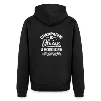 blockedTitle - Unisex Premium Bio Zip Hoodie - Schwarz - Hinten - Nico (187cm)