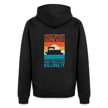 Pontoon Captain Boot See Ponton Kapitän Geschenk - Unisex Premium Bio Zip Hoodie - Schwarz - Hinten - Nico (187cm)