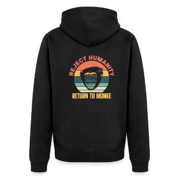 Affe Evolution Menschenaffen Affen Geschenk - Unisex Premium Bio Zip Hoodie - Schwarz - Hinten - Nico (187cm)
