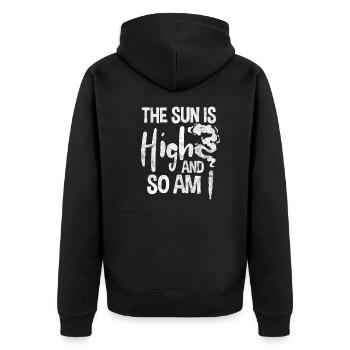 Cannabis - Unisex Premium Bio Zip Hoodie - Schwarz - Hinten - Nico (187cm)