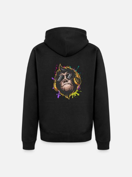 Monkey Music - Unisex Premium Organic Zip Hoodie - black