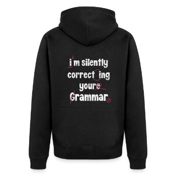 Englisch Lehrer - Unisex Premium Bio Zip Hoodie - Schwarz - Hinten - Nico (187cm)