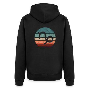 Sternzeichen Steinbock - Unisex Premium Bio Zip Hoodie - Schwarz - Hinten - Nico (187cm)