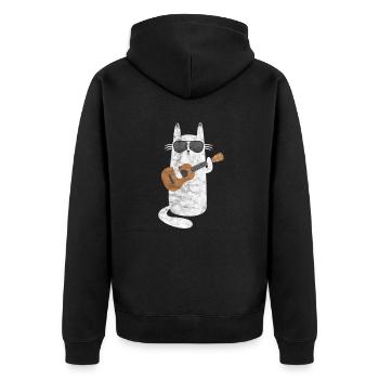 Chat ukulélé - Veste à capuche bio Premium Unisexe - noir - Dos - Nico (187cm)