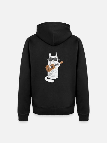 Chat ukulélé - Veste à capuche bio Premium Unisexe - noir
