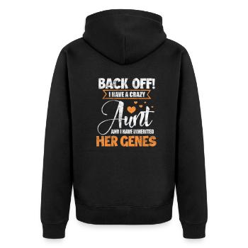 Aunt - Unisex Premium Organic Zip Hoodie - black - Back - Nico (187cm)
