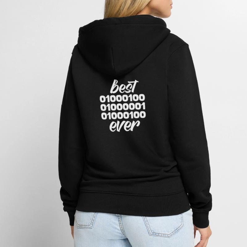 Binary Father Code Computer Cadeau de fête des pères Veste à capuche bio Premium Unisexe