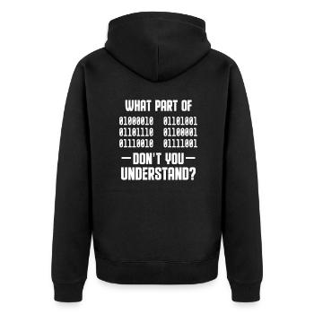 Binär Code Programmierer Coder Geschenk - Unisex Premium Bio Zip Hoodie - Schwarz - Hinten - Nico (187cm)