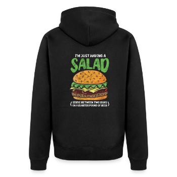 Burger - Unisex Premium Bio Zip Hoodie - Schwarz - Hinten - Nico (187cm)