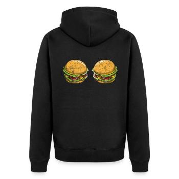 Burger - Unisex Premium Bio Zip Hoodie - Schwarz - Hinten - Nico (187cm)