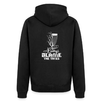 Disc Golf - Unisex Premium Bio Zip Hoodie - Schwarz - Hinten - Nico (187cm)