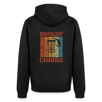 Disc Golf - Unisex Premium Bio Zip Hoodie - Schwarz - Hinten - Nico (187cm)