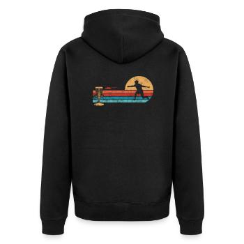 Disc Golf - Unisex Premium Bio Zip Hoodie - Schwarz - Hinten - Nico (187cm)