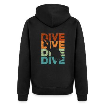 Diver - Unisex Premium Organic Zip Hoodie - black - Back - Nico (187cm)