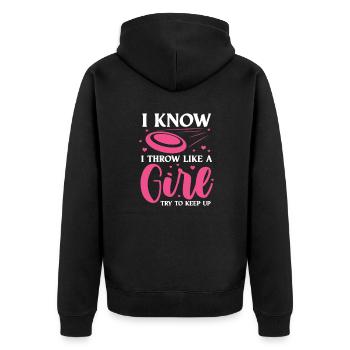 Disc Golf Girl Frisbee Girls Disc Golf Cadeau - Veste à capuche bio Premium Unisexe - noir - Dos - Nico (187cm)