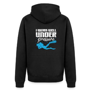 Diver - Unisex Premium Organic Zip Hoodie - black - Back - Nico (187cm)