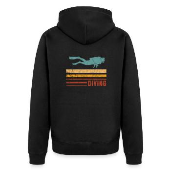 Diver - Unisex Premium Organic Zip Hoodie - black - Back - Nico (187cm)