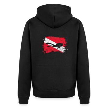 Diver - Unisex Premium Organic Zip Hoodie - black - Back - Nico (187cm)