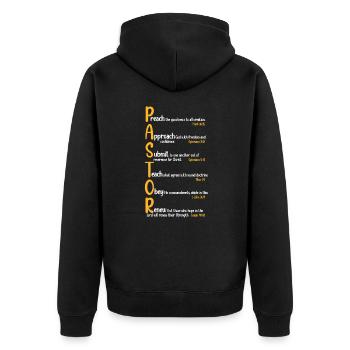 Pastor Parrer Priest Religion Church Gift - Unisex Premium Organic Zip Hoodie - black - Back - Nico (187cm)