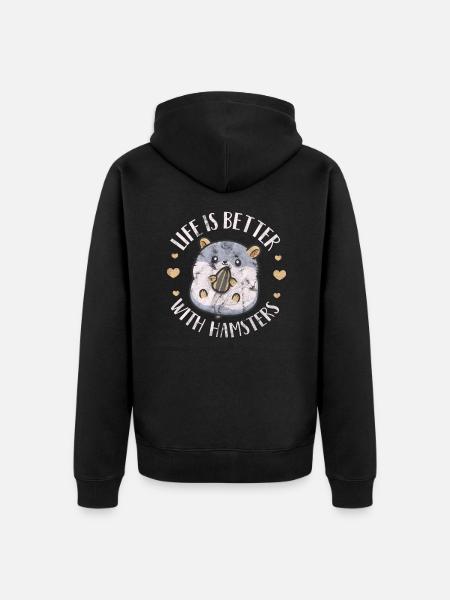 Hamster - Unisex Premium Organic Zip Hoodie - black