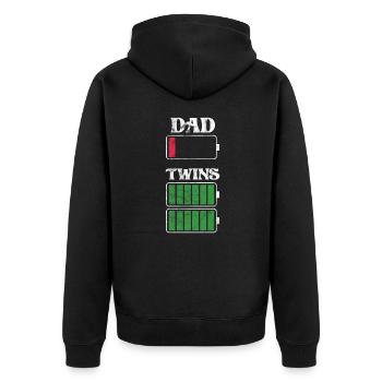 Zwillinge Vater - Unisex Premium Bio Zip Hoodie - Schwarz - Hinten - Nico (187cm)
