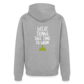 Wald - Unisex Premium Bio Zip Hoodie - Grau meliert - Hinten - Nico (187cm)