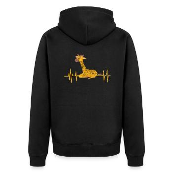 Giraffe Herzschlag - Unisex Premium Bio Zip Hoodie - Schwarz - Hinten - Nico (187cm)