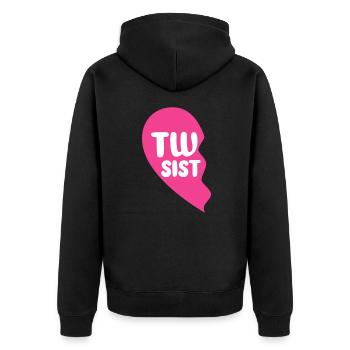 Zwillingsschwester Familie Baby Zwillinge Geschenk - Unisex Premium Bio Zip Hoodie - Schwarz - Hinten - Nico (187cm)
