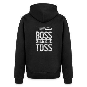 Ultimate Frisbee - Unisex Premium Bio Zip Hoodie - Schwarz - Hinten - Nico (187cm)