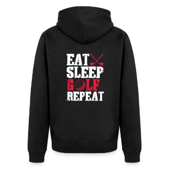 Golf Golfer Golfschläger Golfball Geschenk - Unisex Premium Bio Zip Hoodie - Schwarz - Hinten - Nico (187cm)