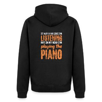 Pianiste - Veste à capuche bio Premium Unisexe - noir - Dos - Nico (187cm)