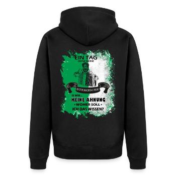 Steiermark Spruch Steirische Harmonika - Unisex Premium Bio Zip Hoodie - Schwarz - Hinten - Nico (187cm)