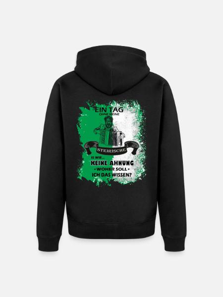 Steiermark Spruch Steirische Harmonika - Unisex Premium Bio Zip Hoodie - Schwarz