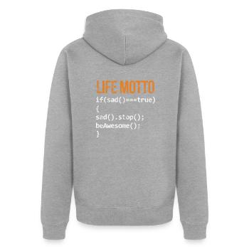 Développeur de logiciels - Veste à capuche bio Premium Unisexe - gris chiné - Dos - Nico (187cm)