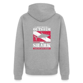 Hai Haie Haifischflosse Shark Meer Geschenk - Unisex Premium Bio Zip Hoodie - Grau meliert - Hinten - Nico (187cm)