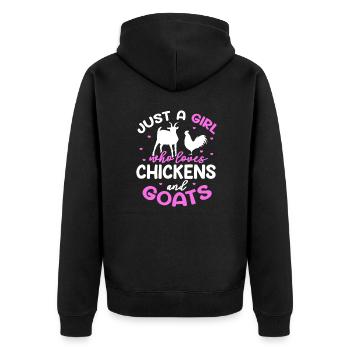Chèvre Poulet Ferme Poulets Chèvres Cadeau - Veste à capuche bio Premium Unisexe - noir - Dos - Nico (187cm)