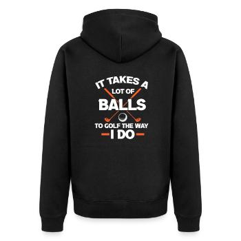 Golf Golfer Golfschläger Golfball Geschenk - Unisex Premium Bio Zip Hoodie - Schwarz - Hinten - Nico (187cm)