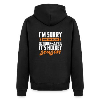 Eishockey - Unisex Premium Bio Zip Hoodie - Schwarz - Hinten - Nico (187cm)